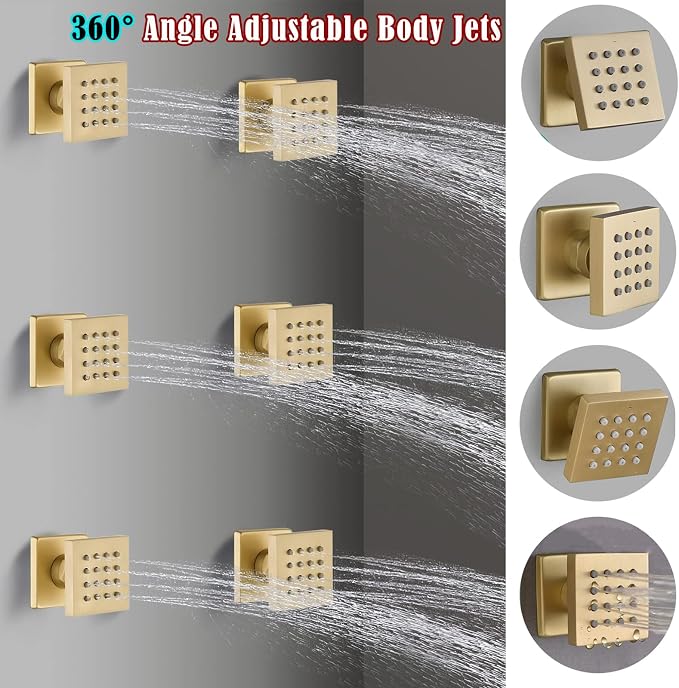 Brushed Gold Triple Shower Heads Shower System - Image 7