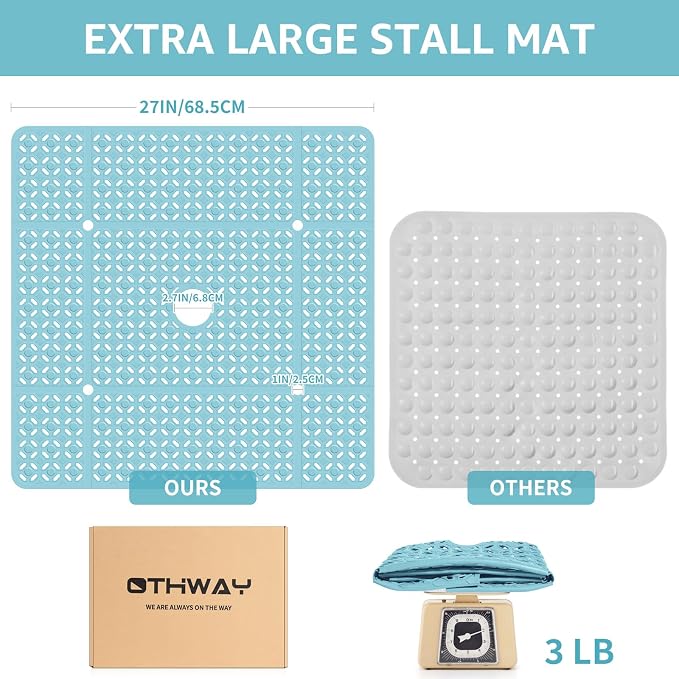 OTHWAY Square Shower Mat, TPE Anti Slip Shower mat - Image 4
