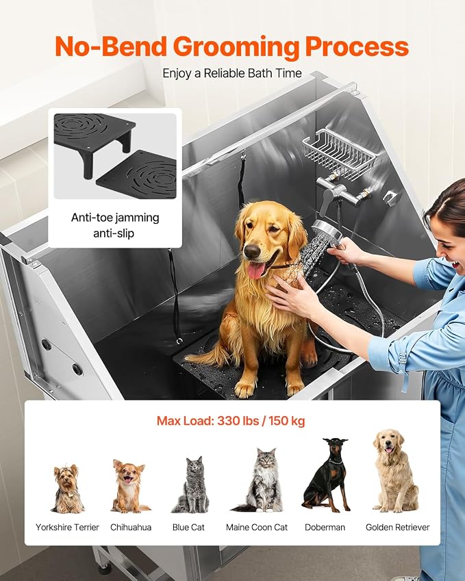 VEVOR Stainless Steel Dog Washing Station, Professional 50 inch Pet Grooming - Image 4