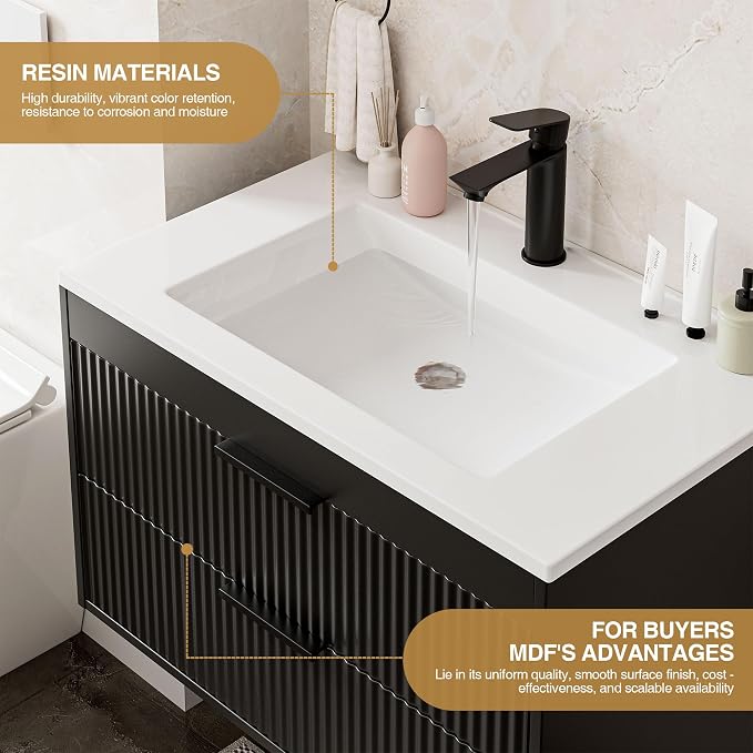 30 Inches Modern MDF Bathroom Vanity - Image 4