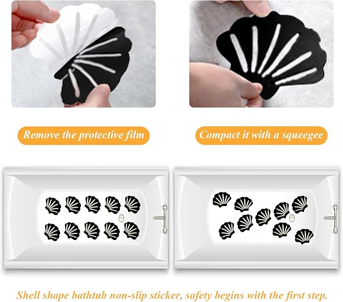 Bathtub Stickers Non Slip, Shell Shaped Tubs Safety Shower Treads, Adhesive - Image 6