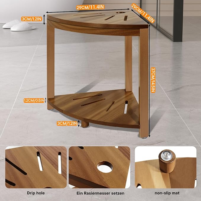 Corner Shower Stool 14.5 in, Shower Foot Rest - Image 2