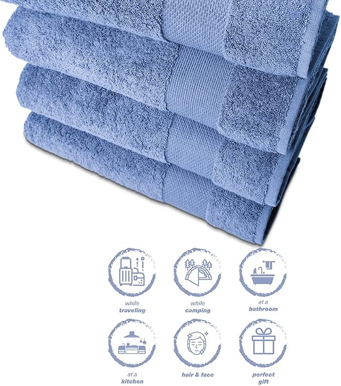Hencely Premium Bath Towel Set of 4-28x58 Inches - Image 6