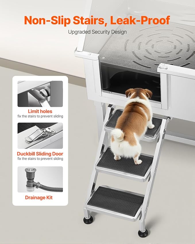VEVOR 38 Inch Stainless Steel Dog Washing Station, Pet Grooming Tub - Image 3