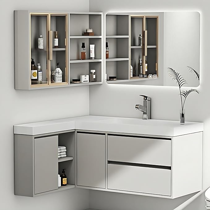 Modern L-Shaped Bathroom Vanity - by ZGNBSD