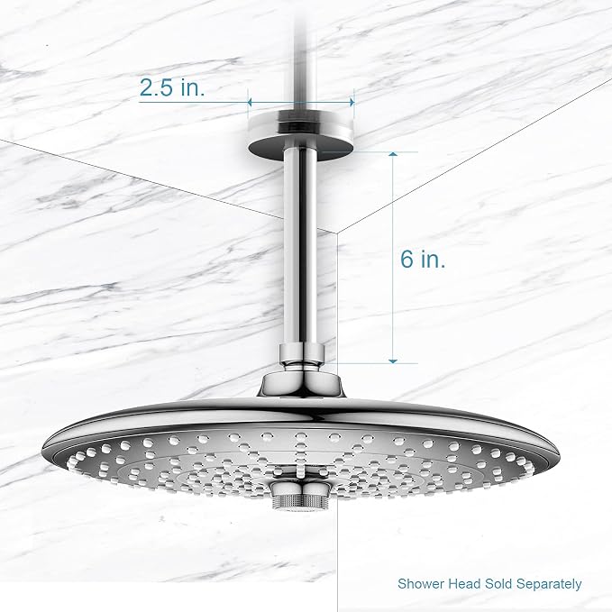 OFFO Shower Arm with Flange, 6 in Ceiling Mount Replacement Rain Shower Head - Image 5