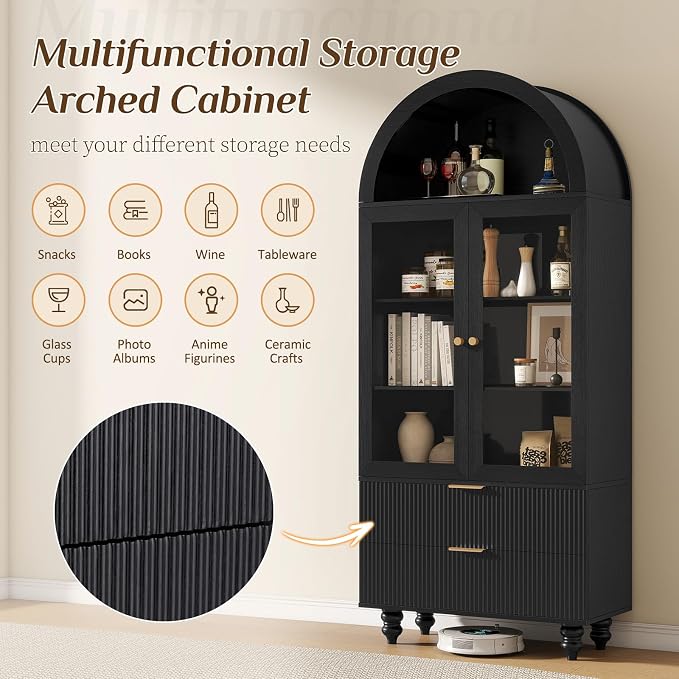 71" Tall Arched Pantry Cabinet - Image 4
