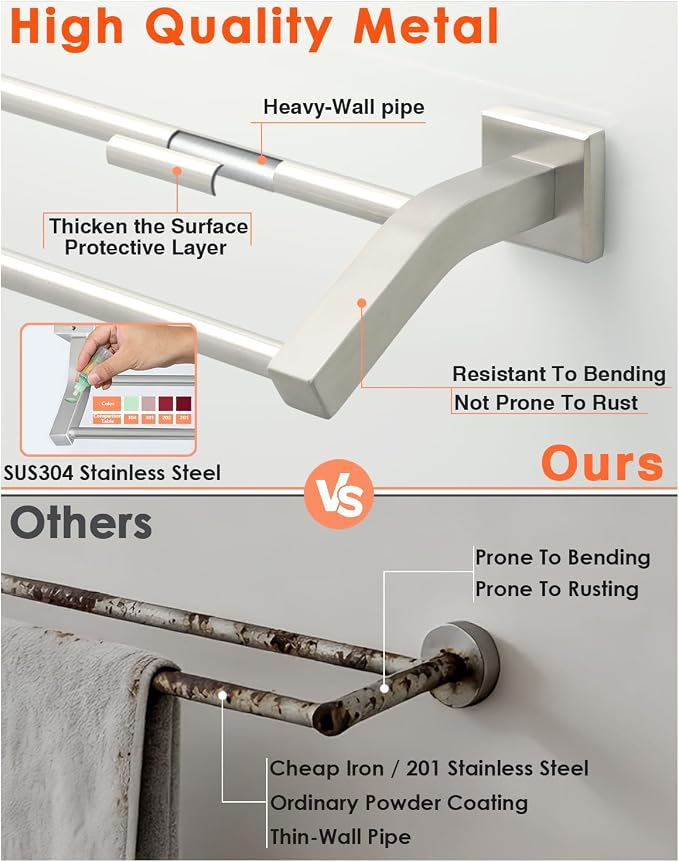 Alise Bath Double Towel Bars Towel Racks - Image 7