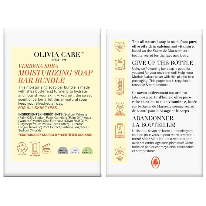 Olivia Care Moisturizing Bar Soap Pack by 100% Natural & Organic Infused - Image 2