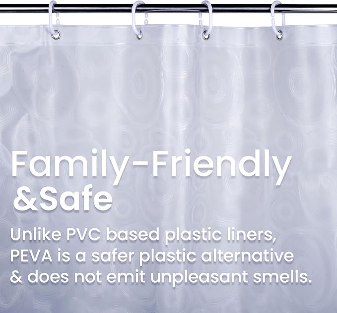 LiBa PEVA Shower Curtain Liner - 8G Waterproof Shower Liner - Image 3