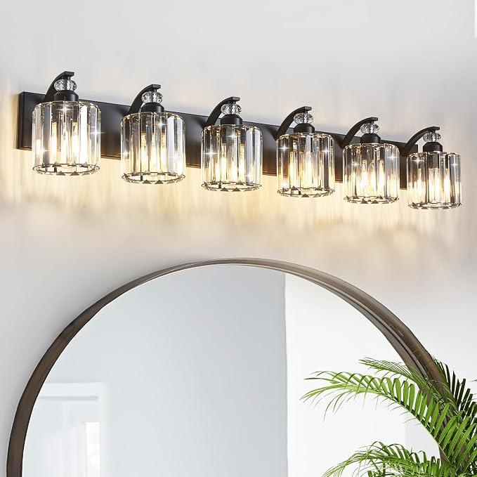 6-Light Black Bathroom Light Fixture Modern Vanity Lights Over Mirror Vintage by Zqoyn