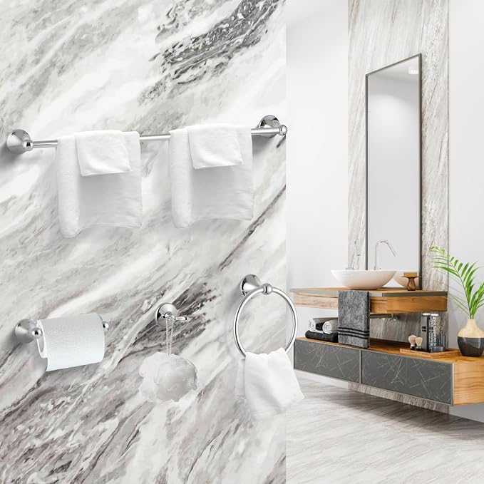 4 Piece Bathroom Hand Towel Holder Set, Adjustable Towel Racks - Image 2