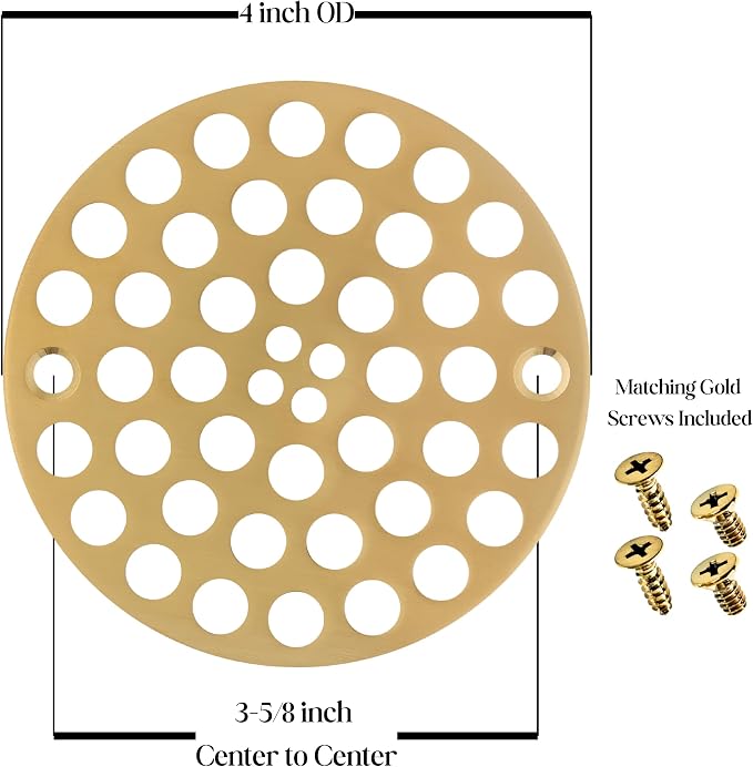 4 Inch OD Round Screw-in Brushed Gold Shower Drain Strainer - Image 2
