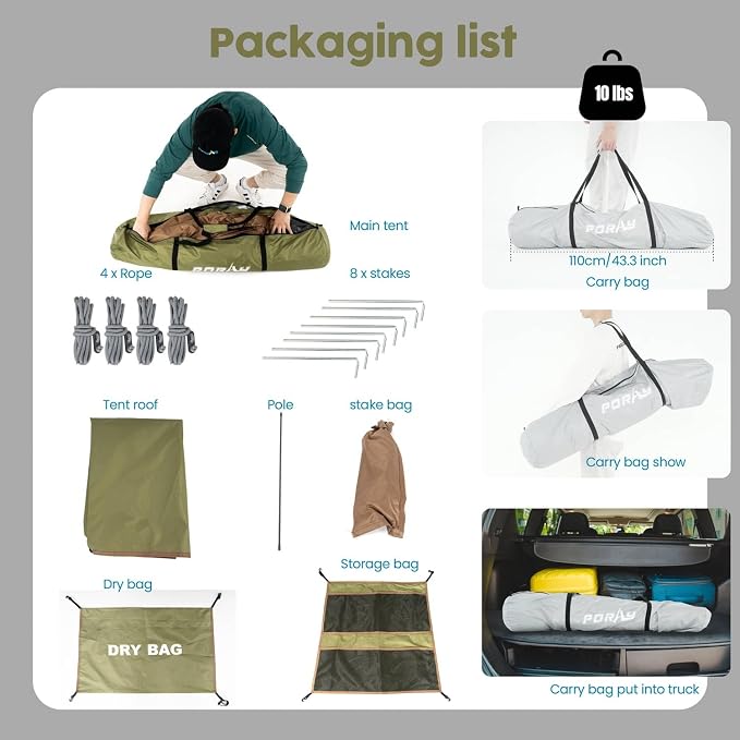 Camping Shower Tent Deluxe Changing Room Easy Set Up Privacy Shelter, Large - Image 8