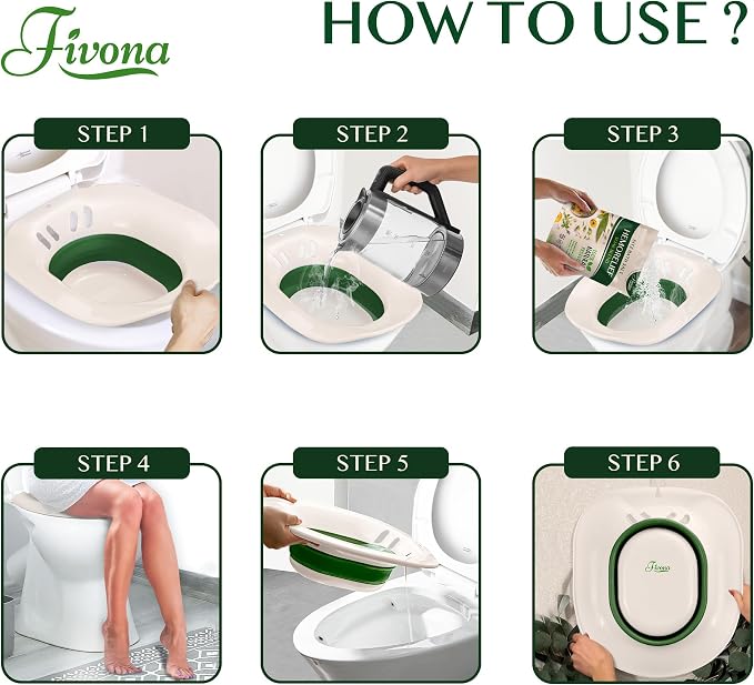Fivona 2-in-1 Sitz Bath Soak Kit Over The Toilet Seat - Image 7