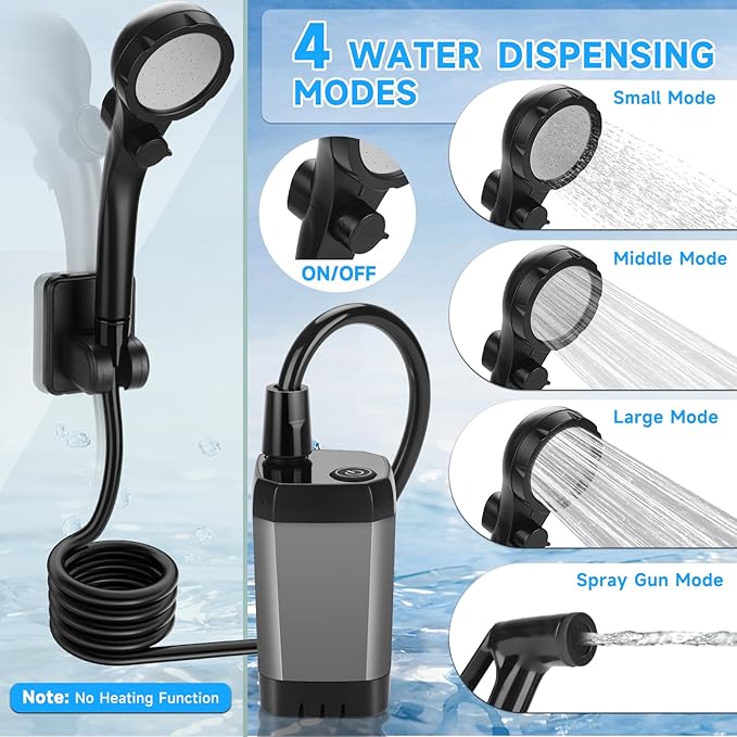 Portable Shower for Camping, Rechargeable Camping Shower Pump - Image 5