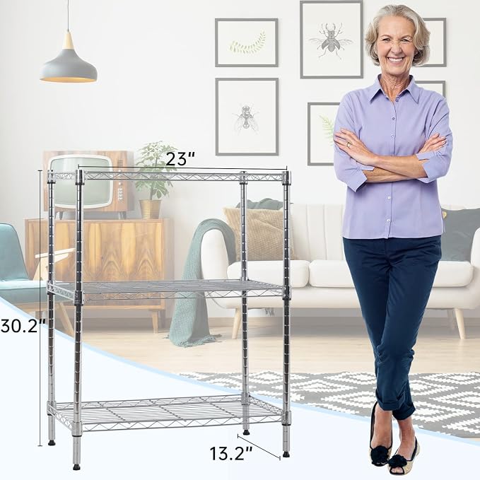 BestOffice 23Lx13.2Wx30.2H Adjustable Metal Storage Shelves 3-Tier Wire - Image 3