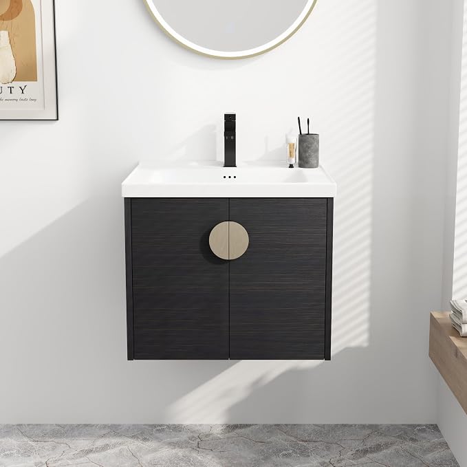 24 Inch Bathroom Vanity with Sink, Single Sink Bathroom Vanity Combo, Modern by JENTORIA
