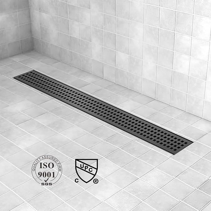 Offset Linear Shower Drain, Matte Black Shower Drain 32 inch - Image 7