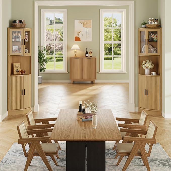 64.9" Tall Corner Cabinet, Modern Fluted Storage Cabinet - Image 3