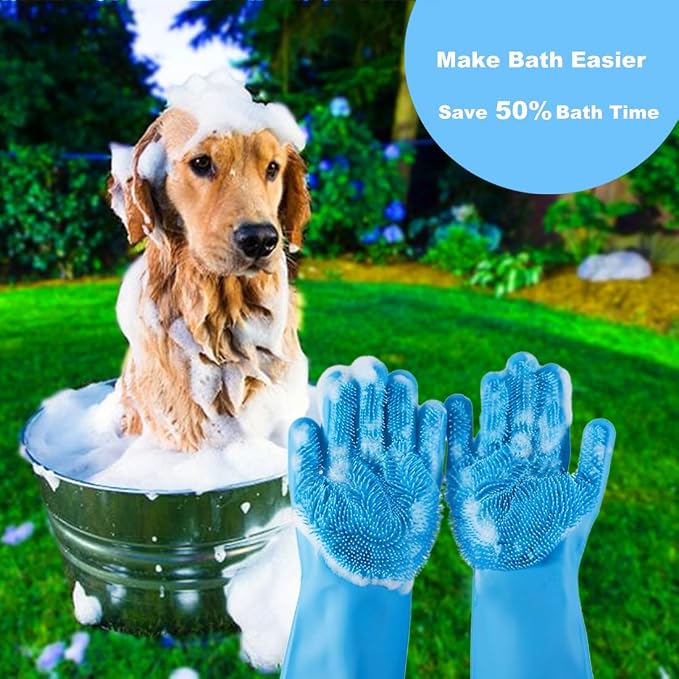 4PCS Dog Washing Glove and Dog Bath Brush, Dog Shampoo Brush Scrubber - Image 2