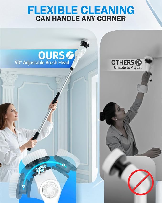 Electric Spin Scrubber, 3-Speed Cordless Shower Scrubber - Image 3