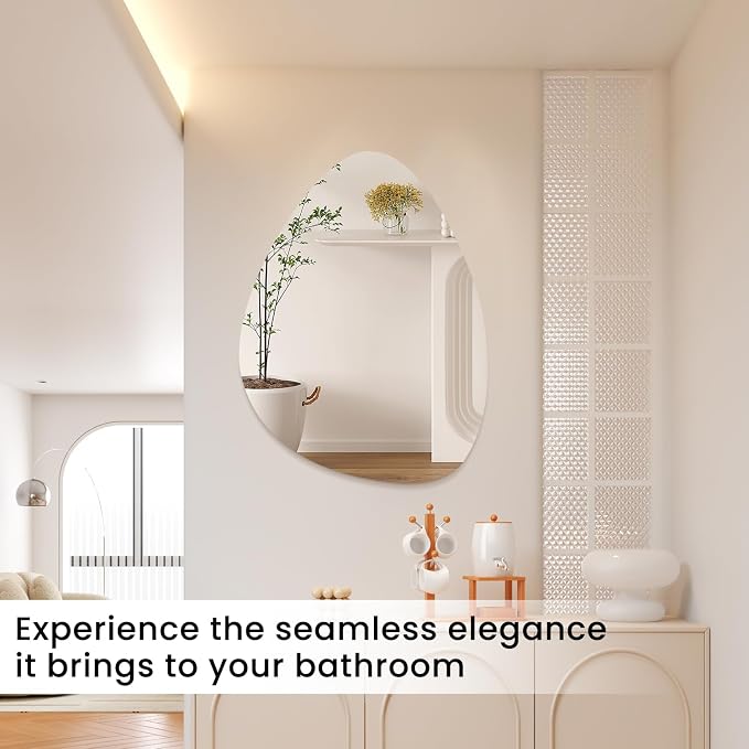VASUHOME Triangle Frameless Bathroom Mirror, 24 x 32 Inch Wall Vanity Mirror - Image 6