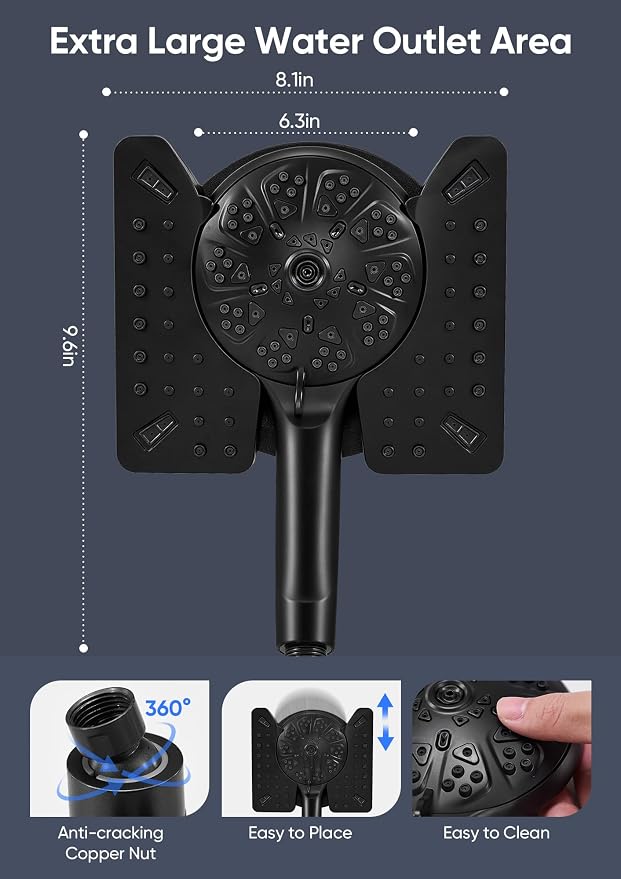 Shower Head with Handheld High Pressure, Rain Shower Head with Fixed Showerhead - Image 5