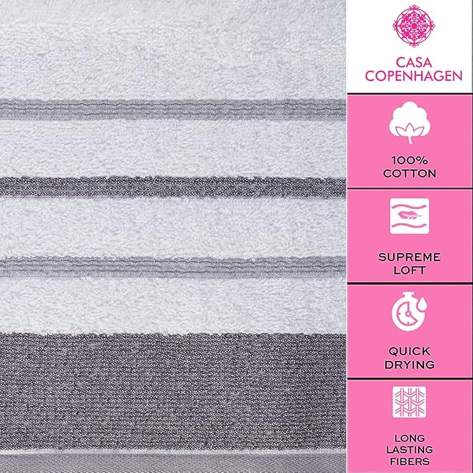 CASA COPENHAGEN White Bay, 6 Pieces Towel Set- White - Image 4