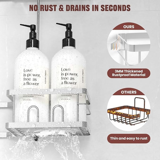 REINHARDT Adjustable Shower Caddy Hanging Rustproof Shower Caddy - Image 8