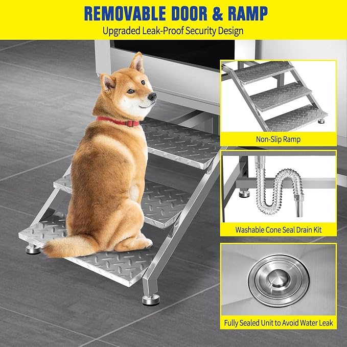 50 Inch Stainless Steel Dog Washing Station, Professional Grooming Tub - Image 3