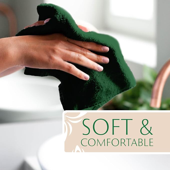 MAURA Hunter Green Hand Towels for Bathroom. Luxury Turkish Cotton Bath Hand - Image 5