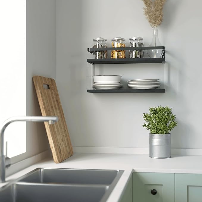RICHER HOUSE Dual-Level Guardrail Floating Shelves, Rustic Wood Bathroom Shelf - Image 6
