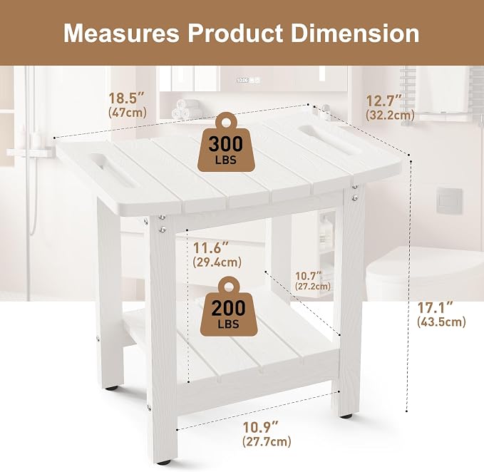 HIPS Shower Benches for Inside Shower, Shower Stool - Image 2