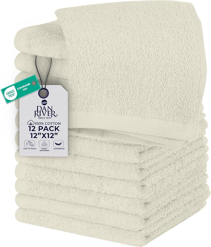 DAN RIVER 12 Pack Wash Cloths for Showering by DanRiver