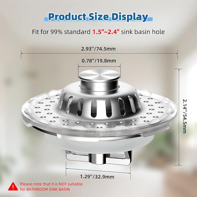 Metal 2 Pack Bathtub Drain Stopper - Image 7