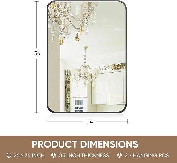 Antok Bathroom Mirror, Decorative Mirrors Vanity Mirror Aluminum Alloy Frame - Image 5