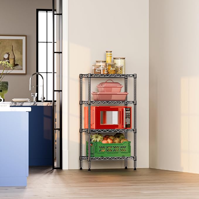 IZEUK 4 Tier Steel Storage Shelves, Heavy Duty Metal Shelf Wire Shelving Rack - Image 2