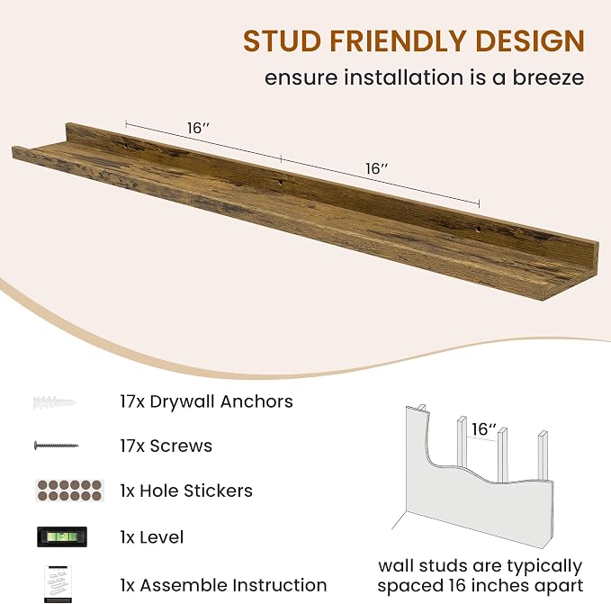 Axeman Picture Ledge Shelf, Floating Shelves - Image 5