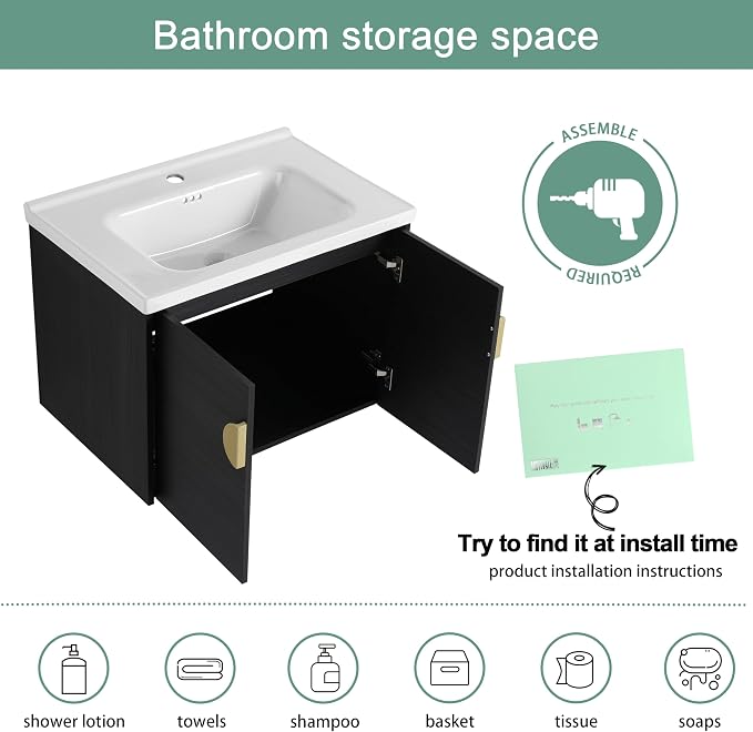 Generic 28 Inch Modern Black Bathroom Vanity - Image 5