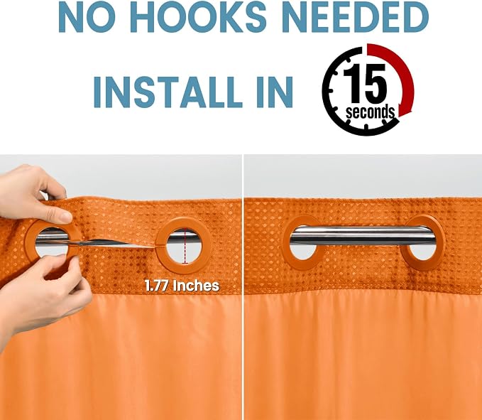 Burnt Orange No Hook Shower Curtain - Image 3