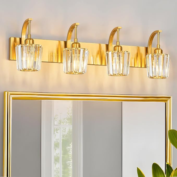 Modern Bathroom Vanity Light, 4-Light Gold Wall Sconce by FDPBY
