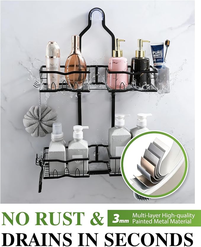 Shower Caddy Hanging, Rustproof Shower Organizer Over Showerhead - Image 4