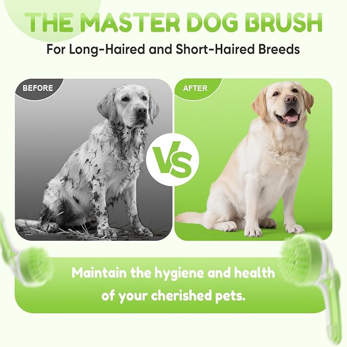 Pet Bath Brush with Shampoo Dispenser, Dog Bath Brush and Grooming Massage Brush - Image 5