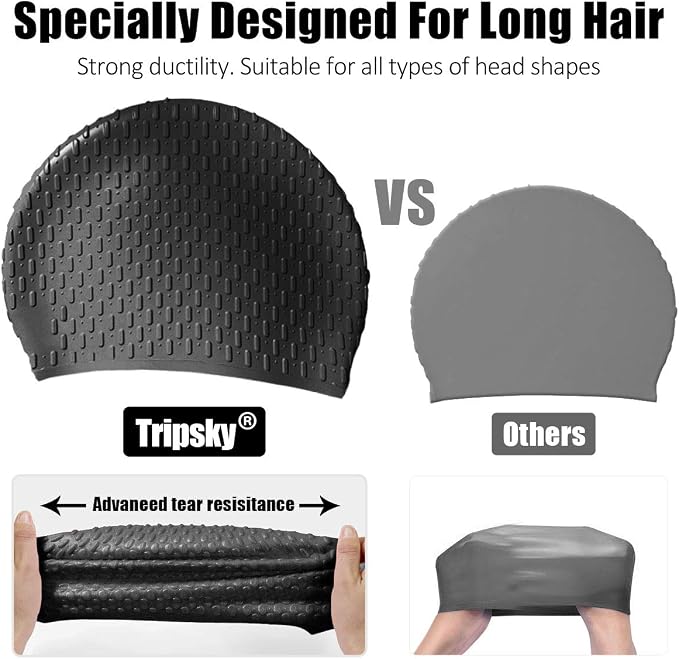Tripsky Silicone Swim Cap, Comfortable Bathing Cap Ideal - Image 5