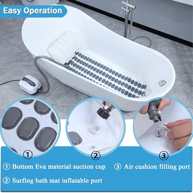 Wavemat Bathtub Massage Cushion, 6-Speed Bubbles Wave Mat - Image 7