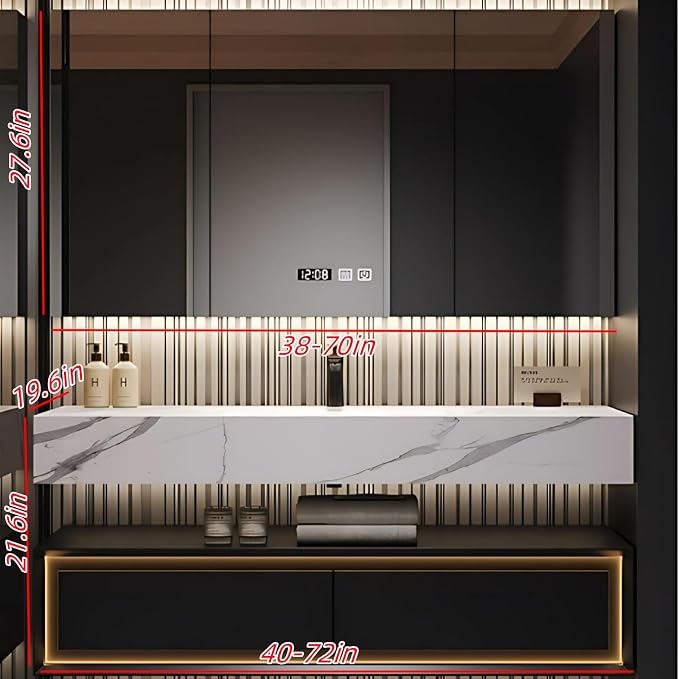 48IN Black Floating Bathroom Vanity - Image 2