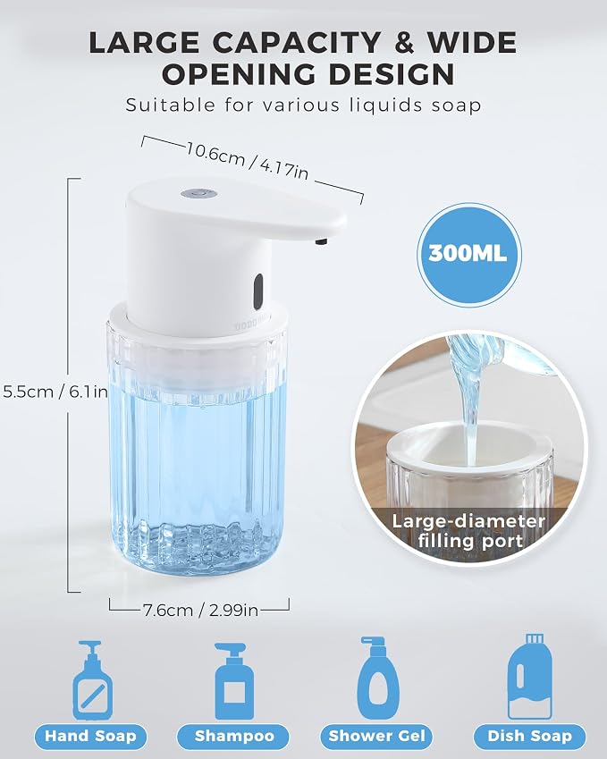 Automatic Liquid Soap Dispenser Touchless, 10oz/300ml Rechargeable, 3 - Image 2