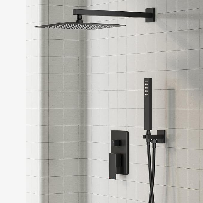 Gabrylly Black Shower System, High-Pressure 10" Stainless Steel Rain Showerhead - Image 2
