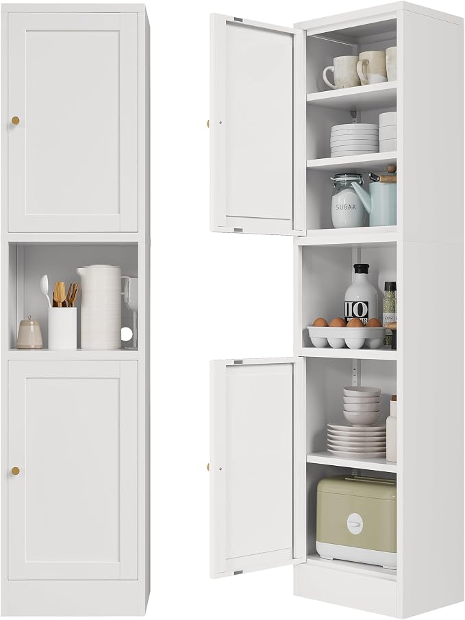 Tall Narrow Storage Cabinet, Metal Pantry Cabinet - Image 9